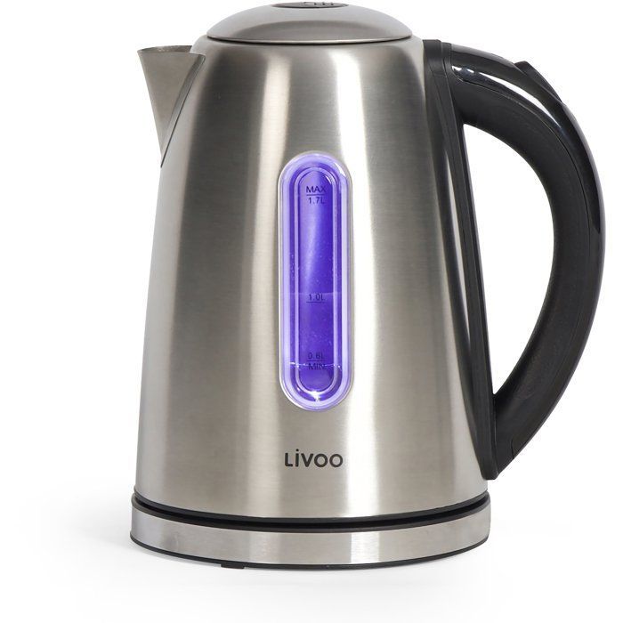 Bouilloire - LIVOO - DOD195 - 2200 W - 1,7 L - Socle 360° - Acier inoxydable