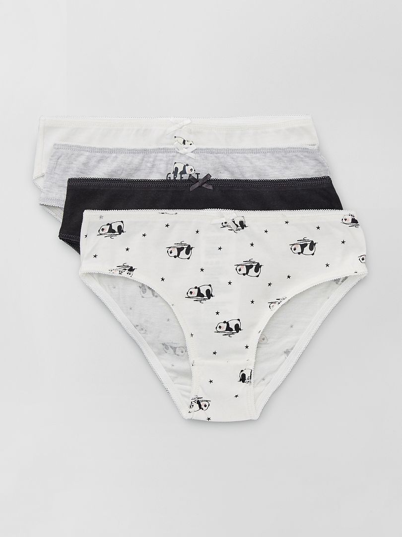 Braguitas de punto con lazo estampado - Juego de 4 - BLANCO