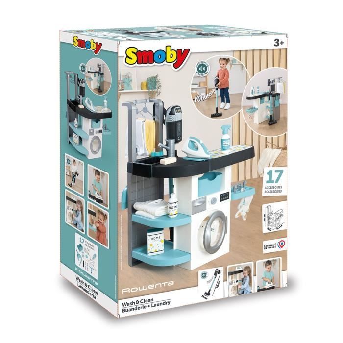 Smoby - Rowenta - Lavanderia per bambini - Set per il gioco di ruolo - Suoni realistici - 17 accessori realistici