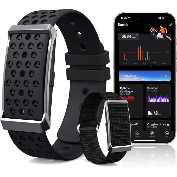 Pulsera inteligente WENZYLIQUOX - Pulsera inteligente sin pantalla - Monitorización continua de frecuencia cardíaca y SpO₂ - 35 días de duración de la batería - Resistencia al agua IP68