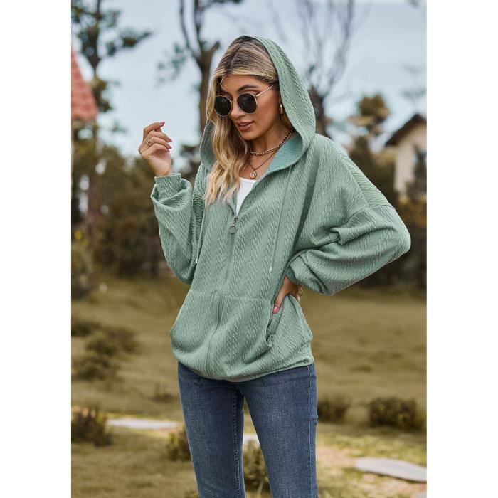 Sweat À Capuche Femme - INSFITY - Couleur Unie - Bleu marine - Manches Longues - Fermeture Zippée