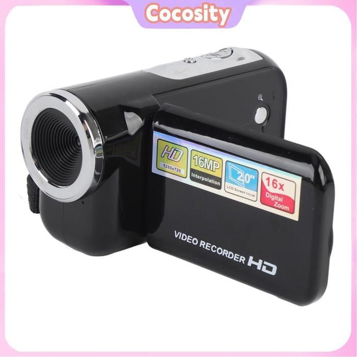 Videocamera digitale Cocosity da 5 cm con schermo a colori - Full HD 1080P, 16 MP, zoom 16x, stabilizzazione dell'immagine - Ideale per i viaggi - Nera