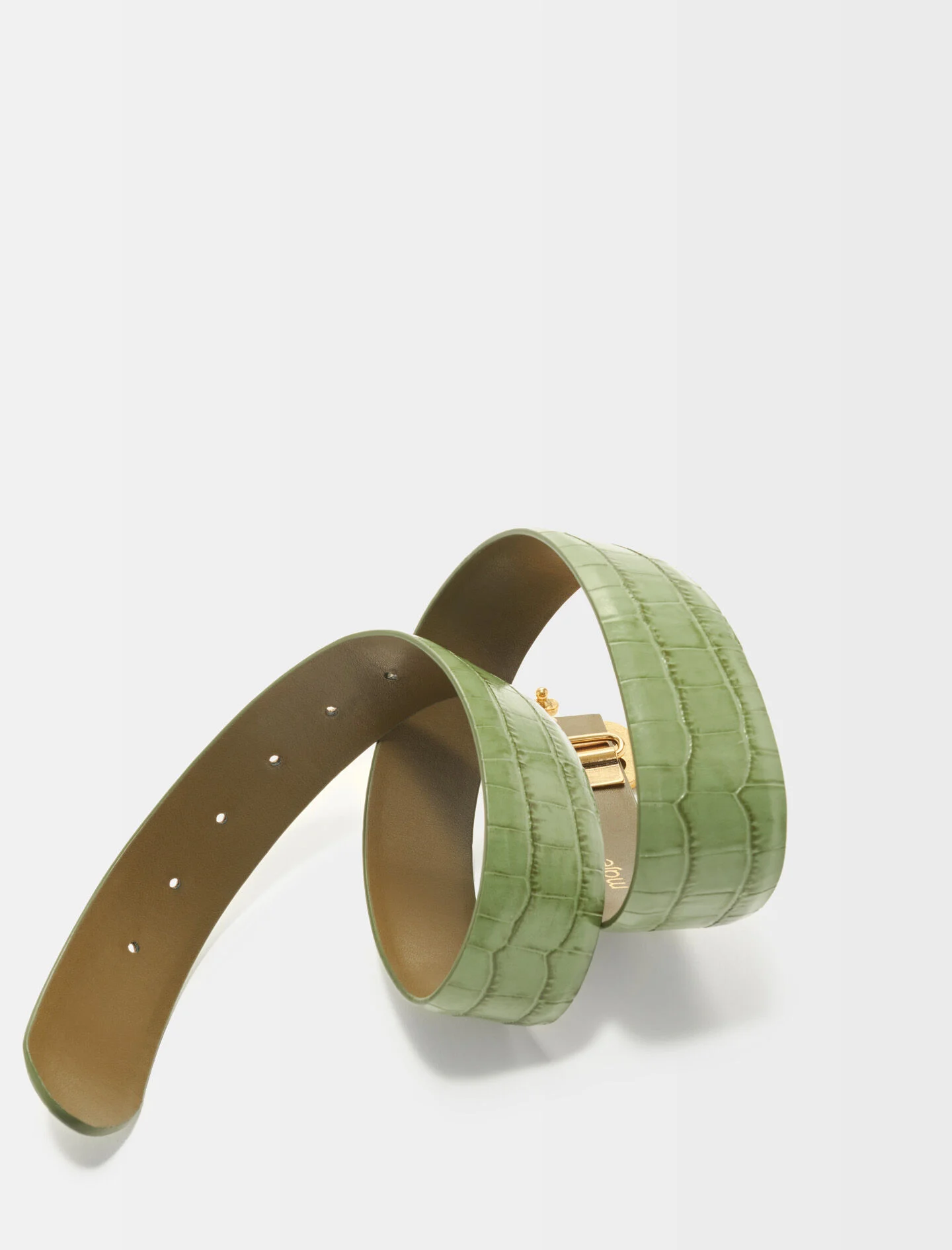 Maje-olive Dubbele Riem van Krokodillenleer M