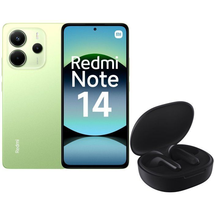 Smartphone Xiaomi Redmi Note 14 de 256 GB verde (versión francesa) + Auriculares inalámbricos Xiaomi Redmi Buds 4 Lite (negros)
