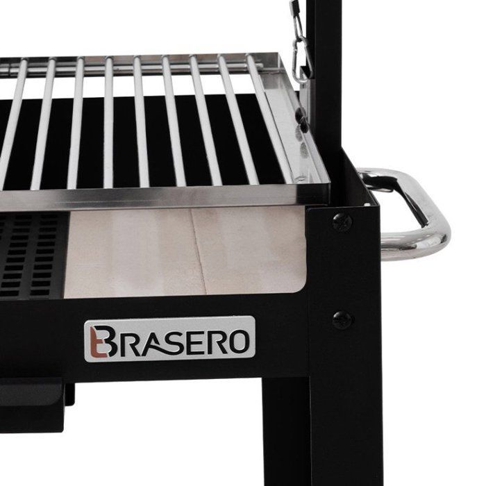 Salamanca BRASERO Charcoal Barbecue - 40.5 x 49 cm Chrome-Plated Steel Grills - Adjustable Grill Height - On a Cart, Black
