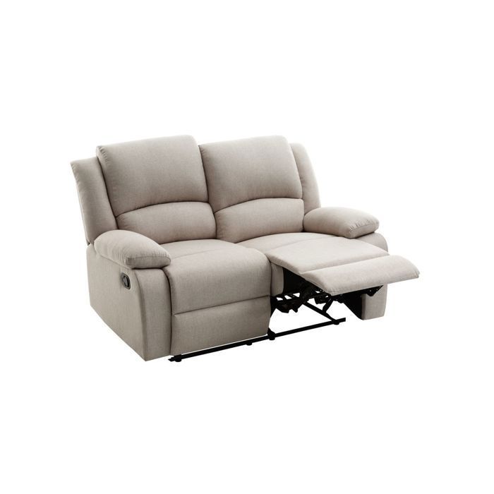 Canapé Relaxation manuel 2 places LEO en Tissu - Beige - L143 x P93 x H96cm - LOUNGITUDE