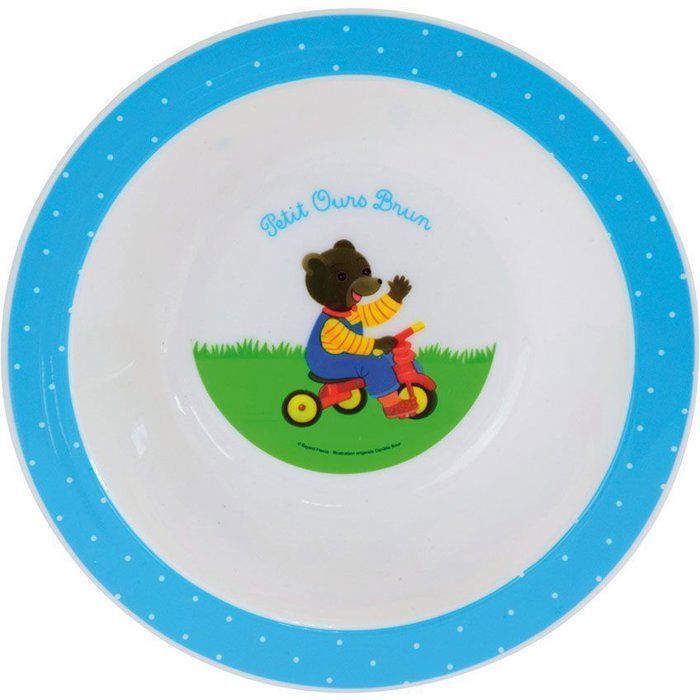 Lot vaisselle - FUN HOUSE - PETIT OURS BRUN - Assiette plate Ø 22 cm, 2 assiettes creuses Ø 16 cm, 2 verres 220 ml et peluche 18 cm