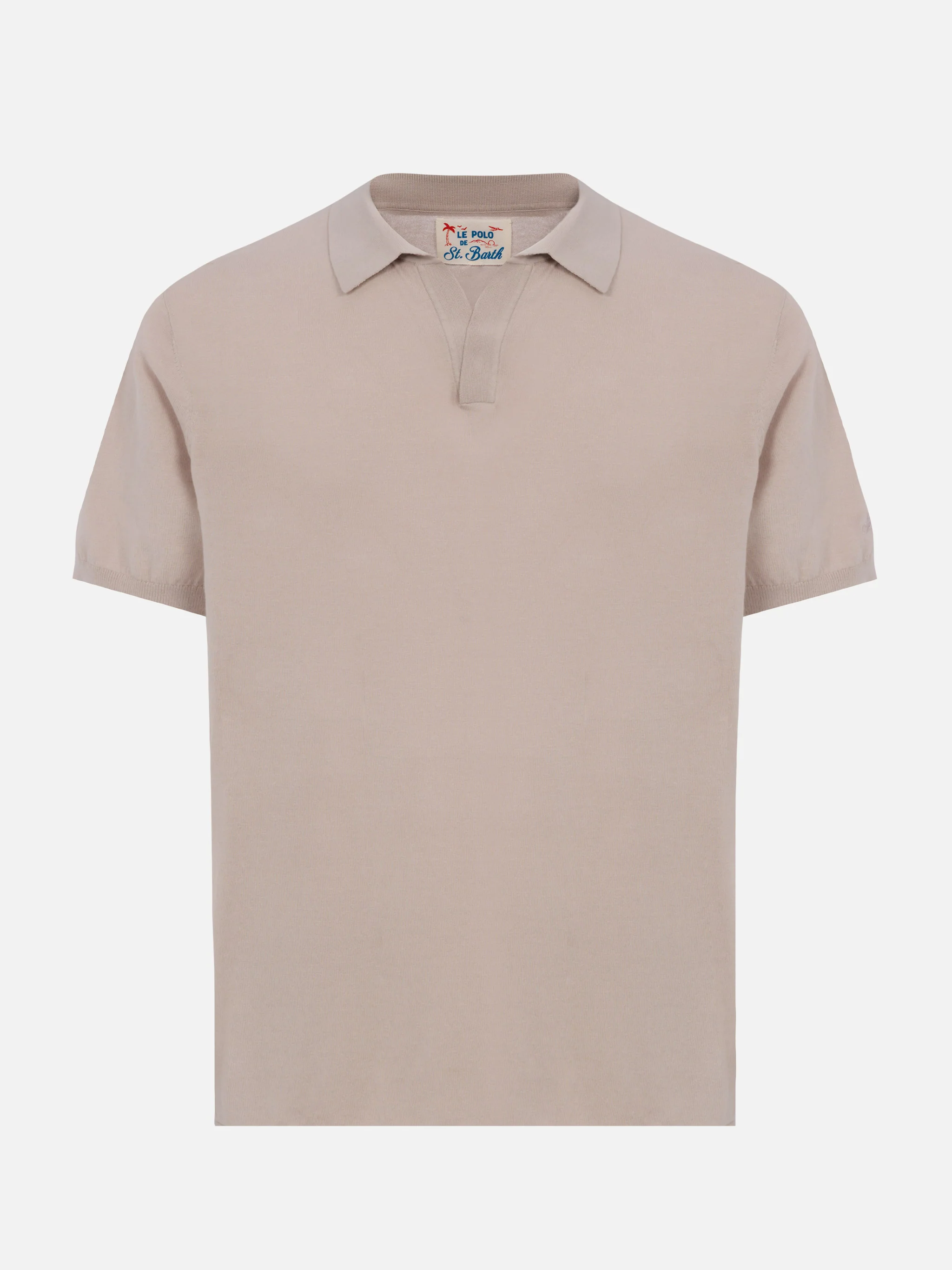 Sloan poloshirt in steengrijs gebreid zonder knopen