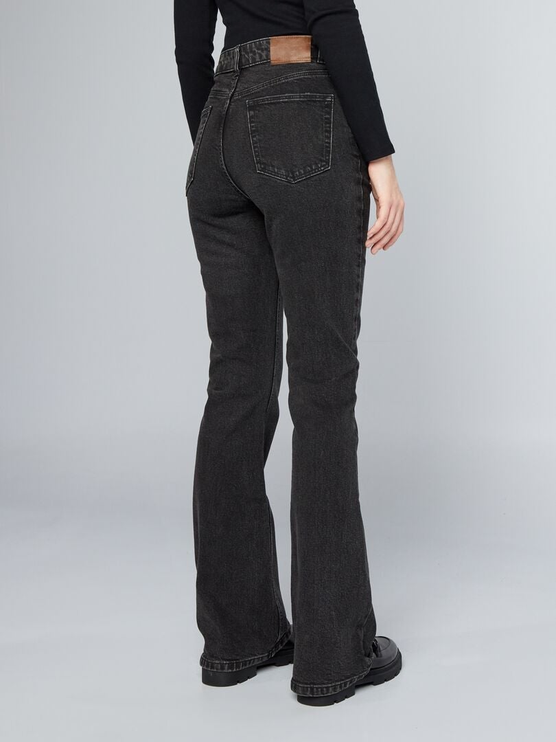 Jeans met hoge taille en wijde pijpen/bootcut model - ZWART