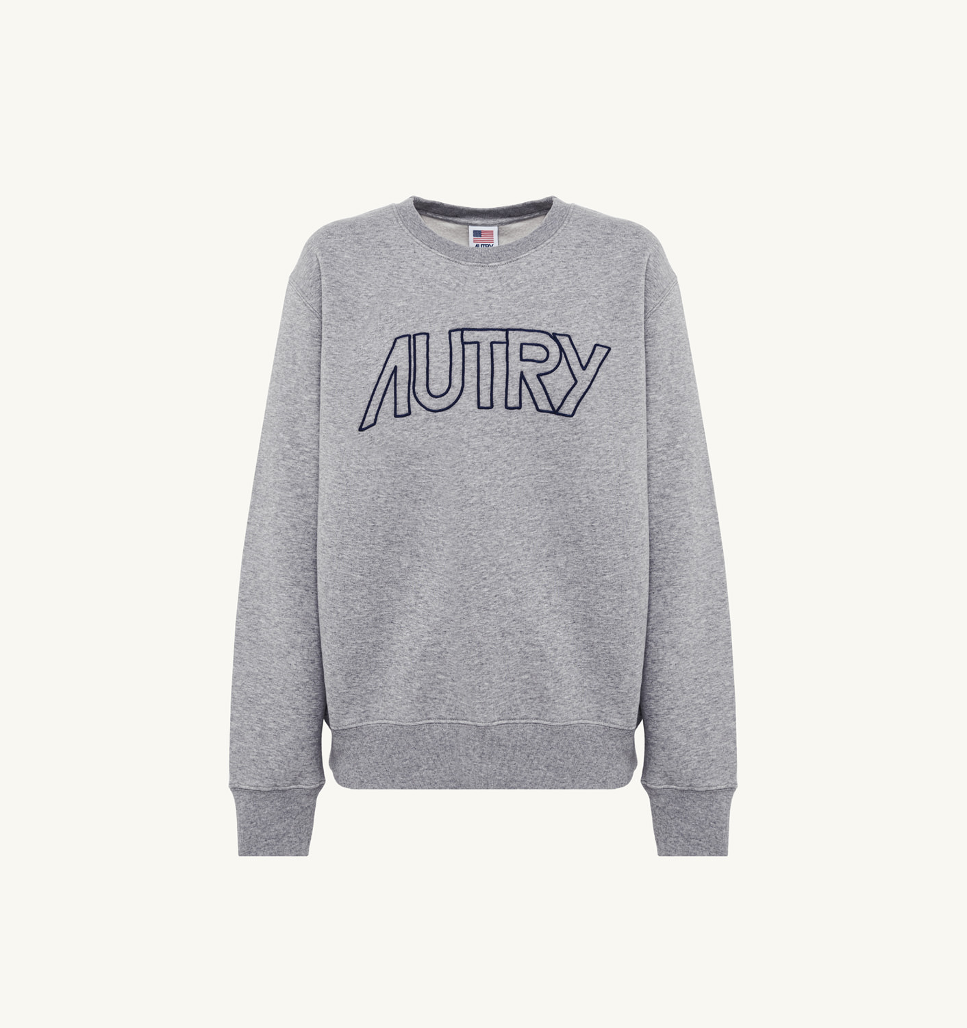 Pulover din jersey de bumbac gri-melanj cu dungi