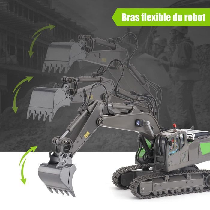 2.4GHz Remote Control Excavator - Metal Shovel, 680° Rotation, Lights and Sounds, for Children Ages 3 and Up