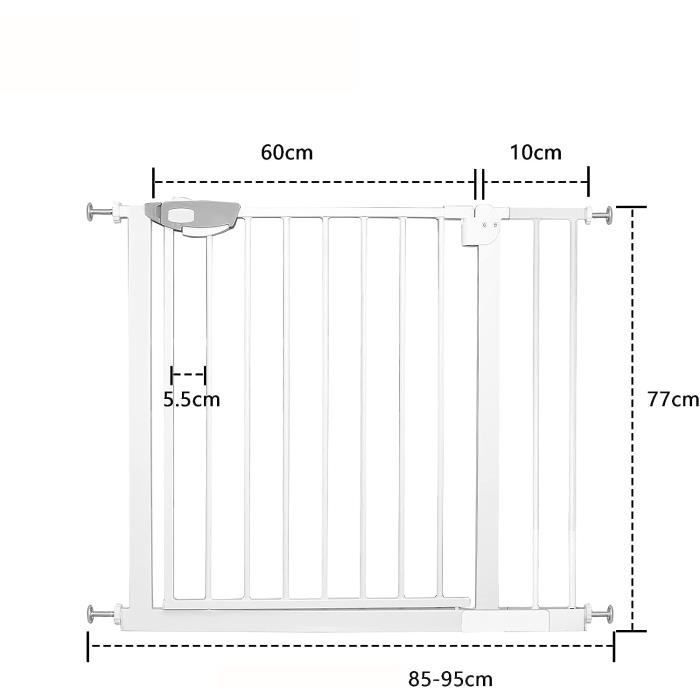 Uitschuifbaar veiligheidshekje 85-94 cm, automatische en magnetische sluiting, boren niet nodig, voor baby/hond, voor trappen/deuropeningen, hoogte 76 cm