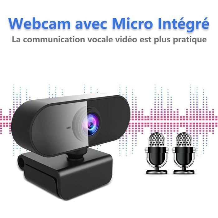 Webcam per PC, webcam Full HD 1080P con microfono, ruotabile a 360°, USB, plug and play, per video e registrazioni.