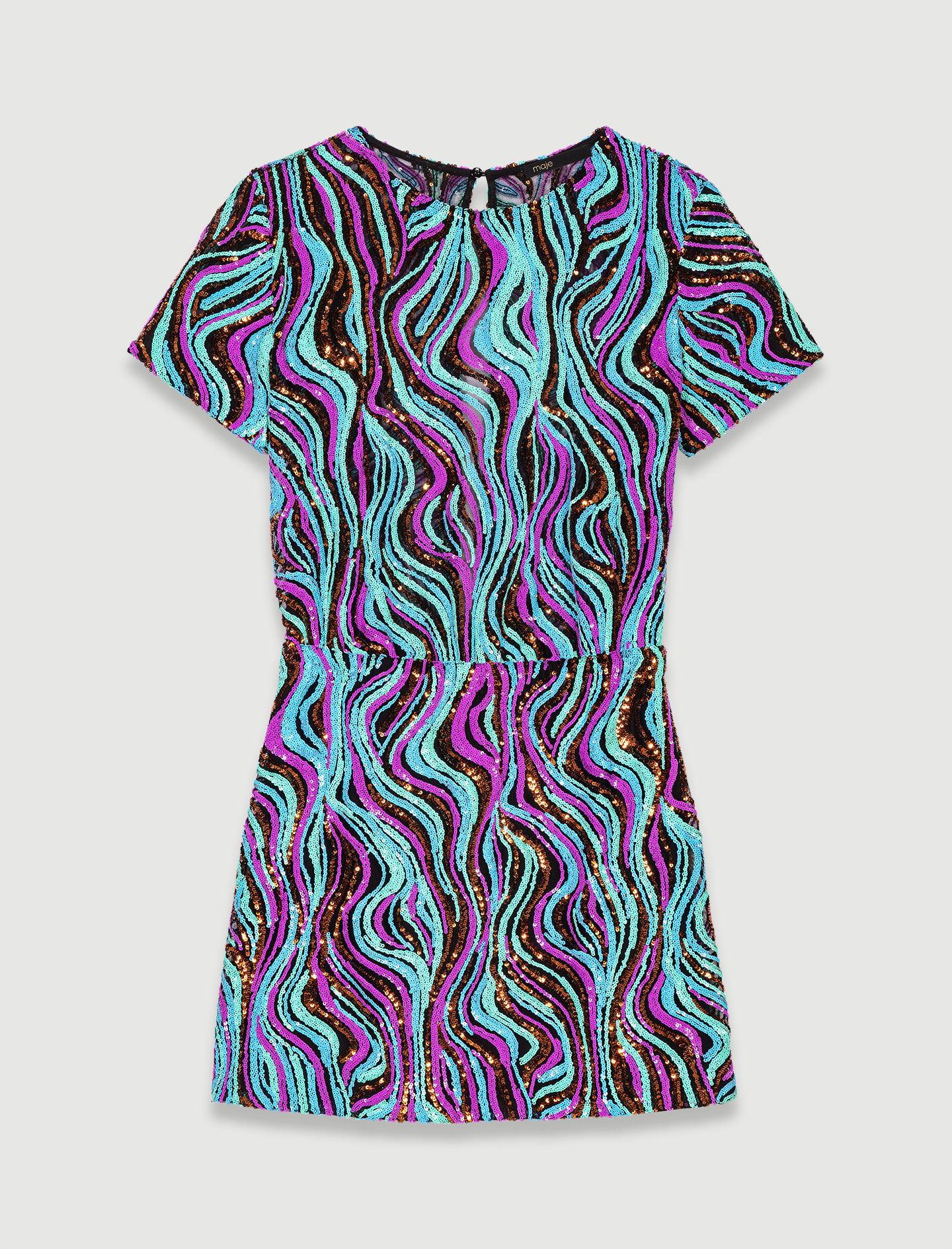 Trompe l'oeil korte jurk - Multicolor