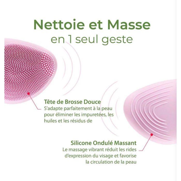 Cepillo de limpieza facial de silicona, dispositivo eléctrico para una limpieza profunda y una piel más suave (rosa)