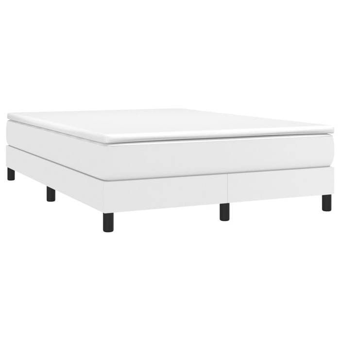 Verano 2026@Estructura de cama doble - Base de cama de láminas - Piel sintética blanca 140x190cm, 2092