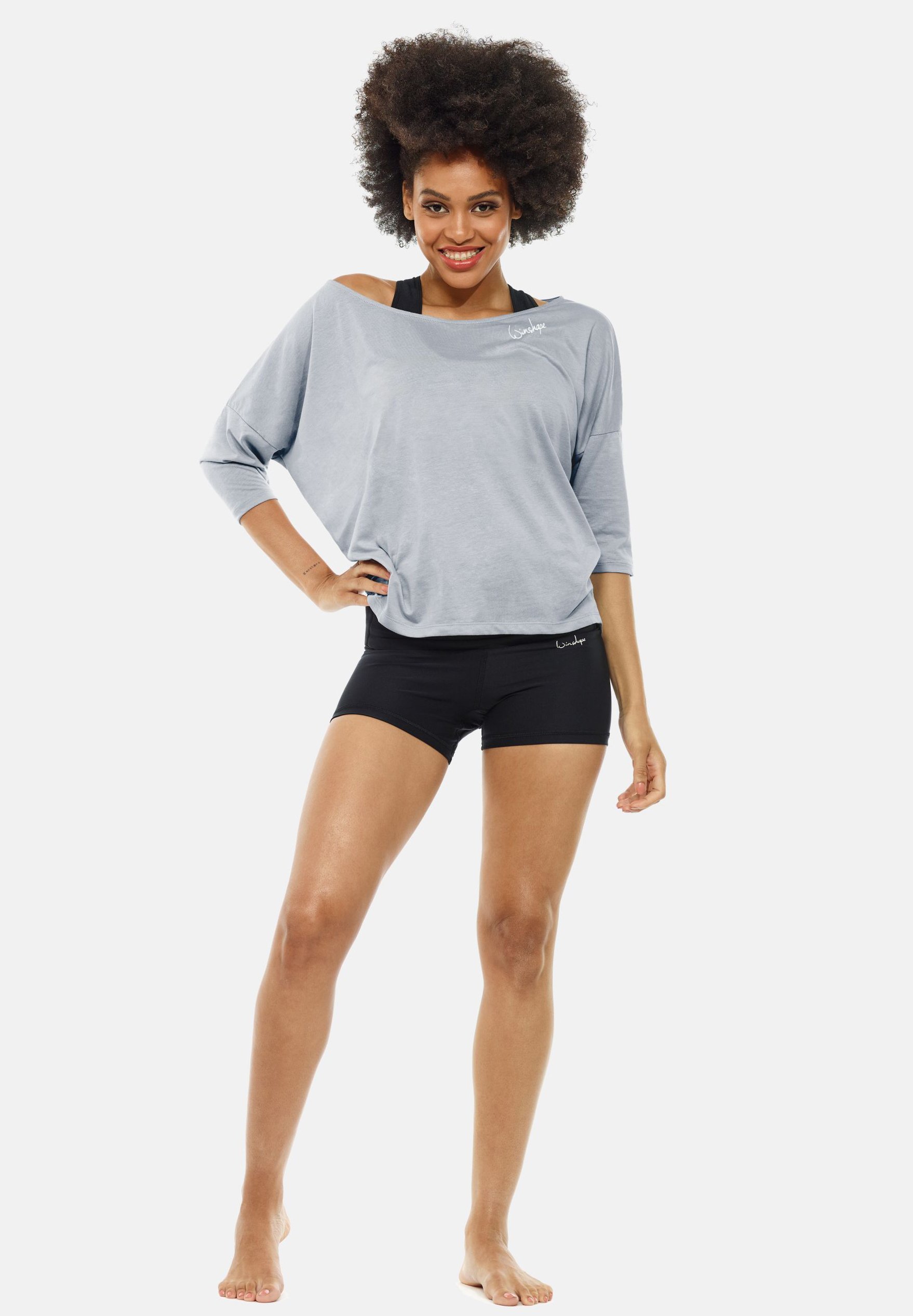 T-shirt de sport Winshape manches 3/4 - gris clair