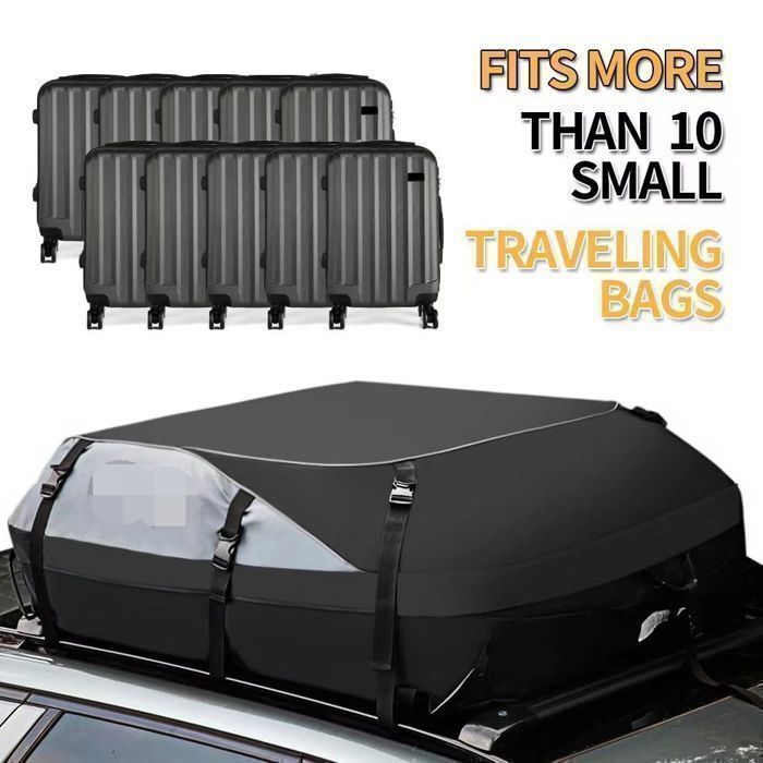 MOONMINI Car Roof Bag 105x80x43CM 1000D Oxford Fabric and PVC - Weatherproof Soft Roof Box for Travel
