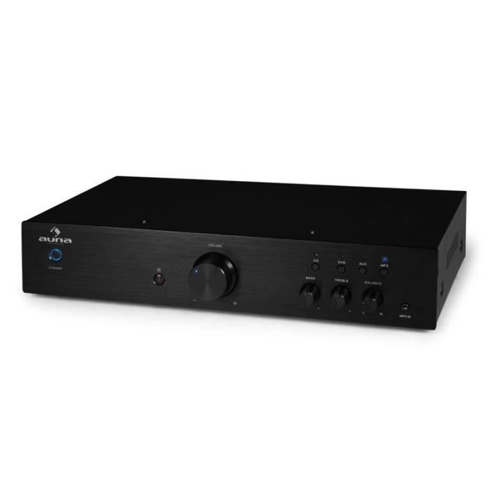 Amplificateur Audio - Auna AV2-CD508 - 125W RMS, 3 entrées RCA, AUX - Noir