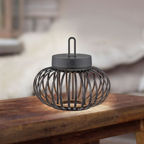Lampă de masă și de podea Korga LED cu baterii, neagră, ⌀ 25 cm