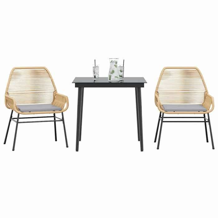 Tuinset van polyrotan - BURKE - 3-delig - Bruin - Tafel 80x80x74 cm - Stoel 57x60x86 cm