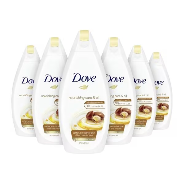 Dove Nourishing Care dušas želeja<br>6 x 400 ml - sausai ādai
