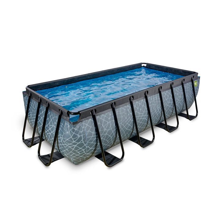 Piscina elevada - JUGUETES DE SALIDA - Piedra - Rectangular - 7020 L - Gris - Filtro de cartucho