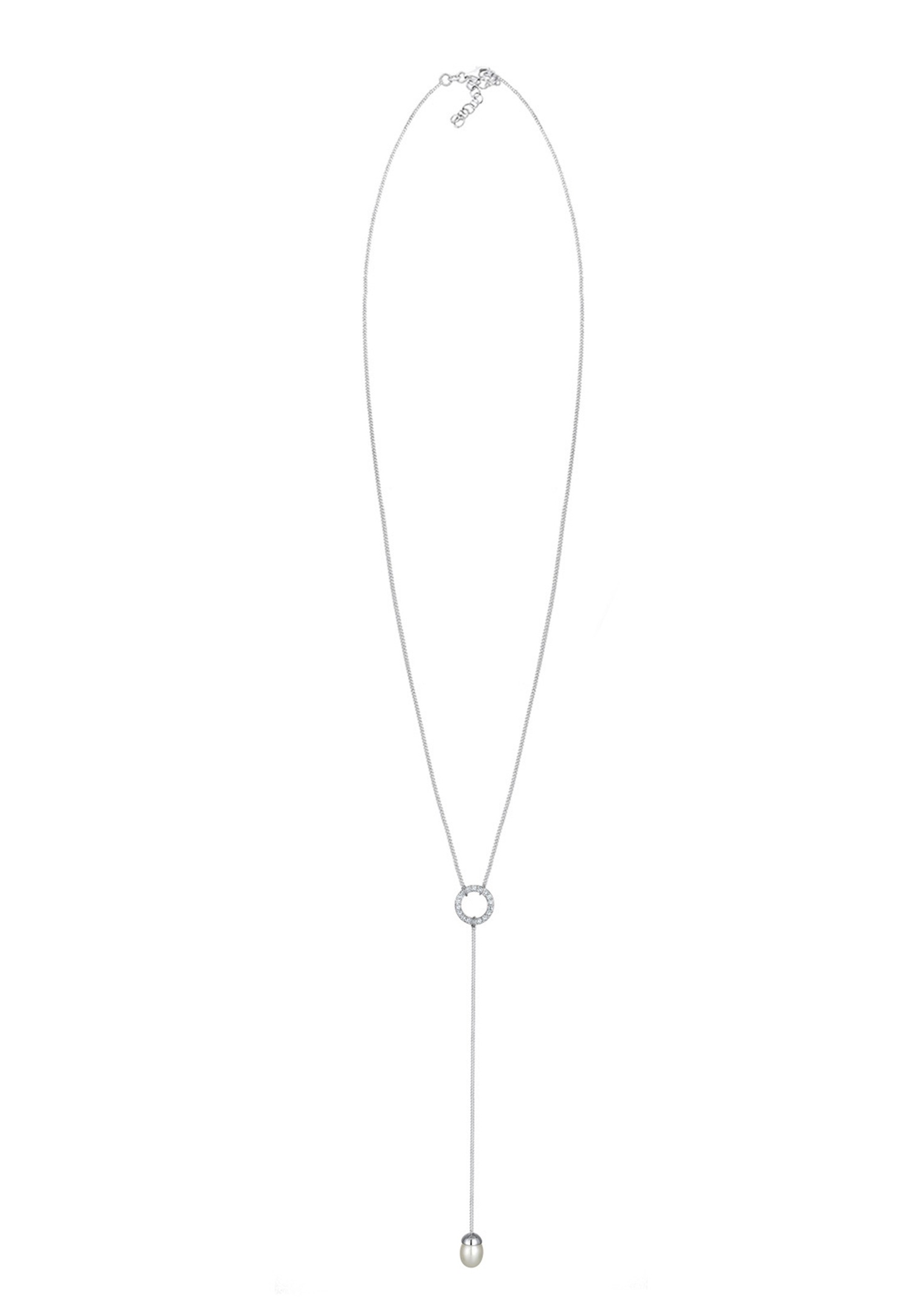 Elli Femmes Collier en Y avec cristaux et perle de culture d'eau douce en argent sterling 925