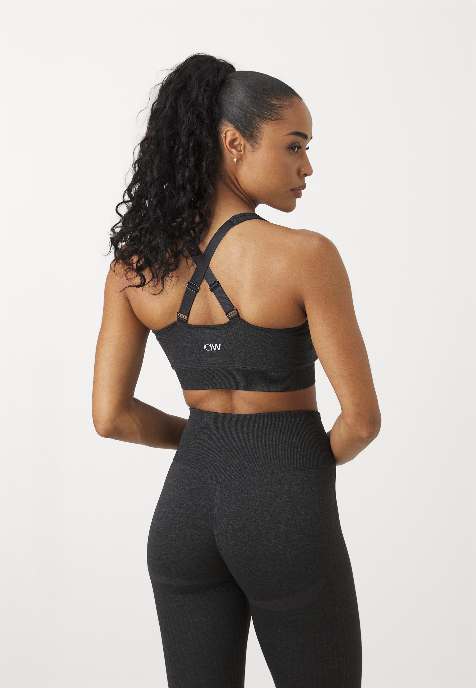 Soutien-gorge de sport ICANIWILL souple, sans coutures et ajustable - Maintien moyen - Gris graphite chiné