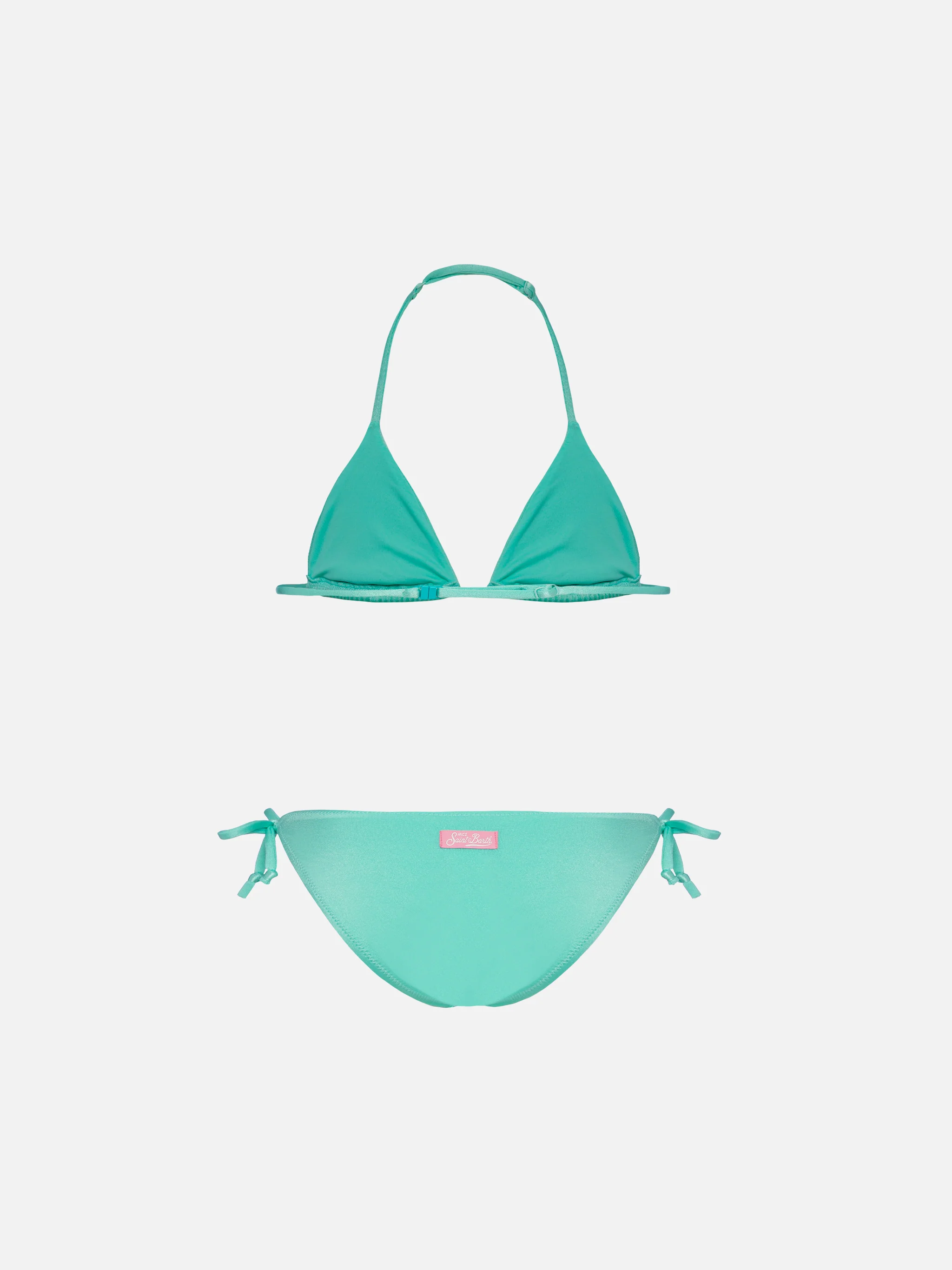 Bikini Holly a triangolo classico verde acqua con strass
