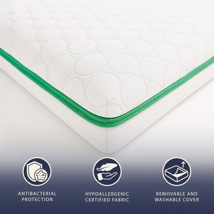 The White Stone Surmatelas 180x200 cm Mémoire de Forme Breeze 9 Zones | 5 cm | Tissu Polar Anti-allergique et Rafraîchissant