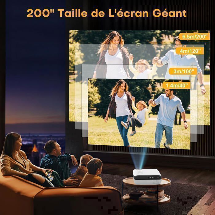 Retro Projector, 4K Bluetooth 5.1 1080P Full HD Video Projector, 180'' Projector for Outdoor/Home Use