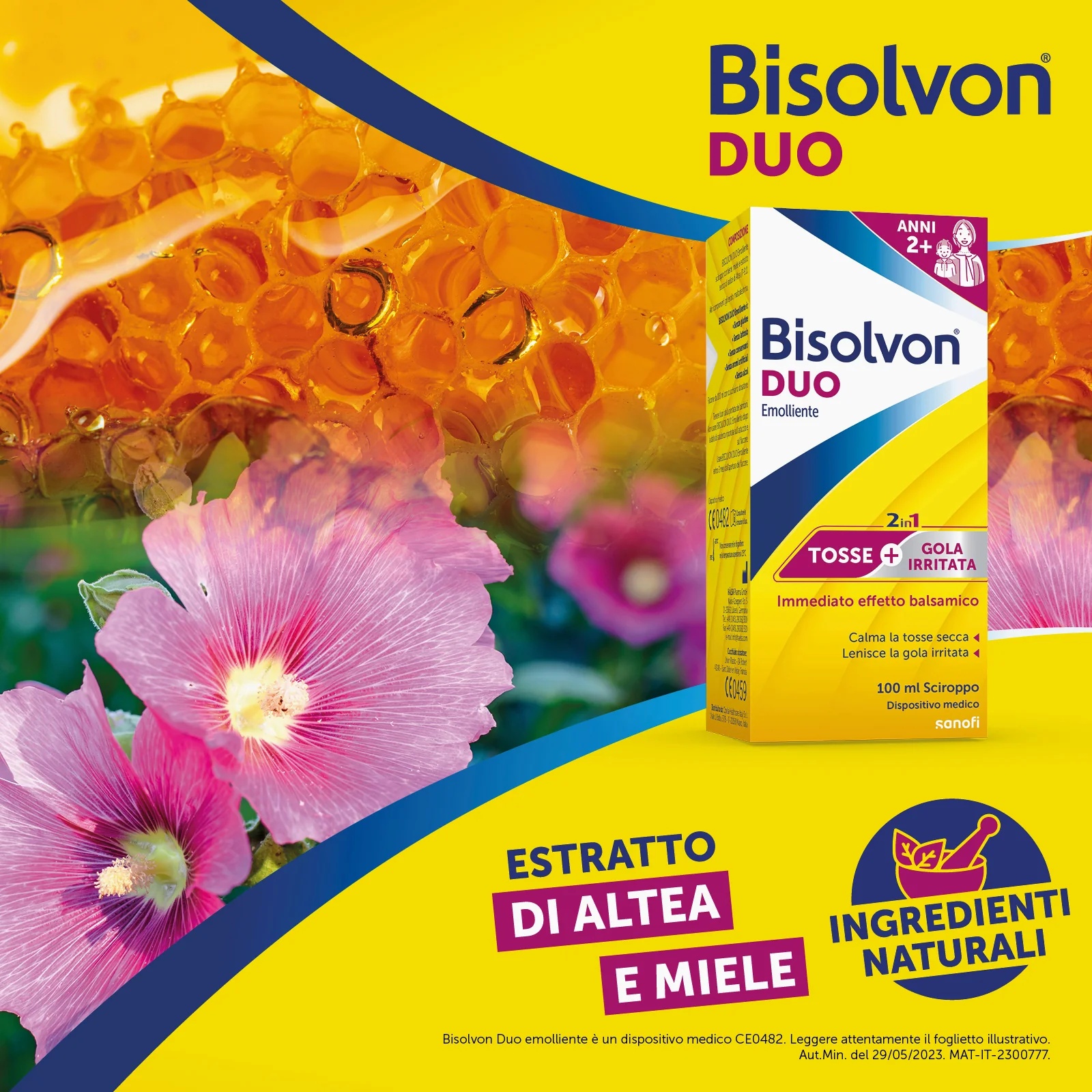 BISOLVON Sirop émollient Bisolvon Duo 100 ml pour la toux et les maux de gorge