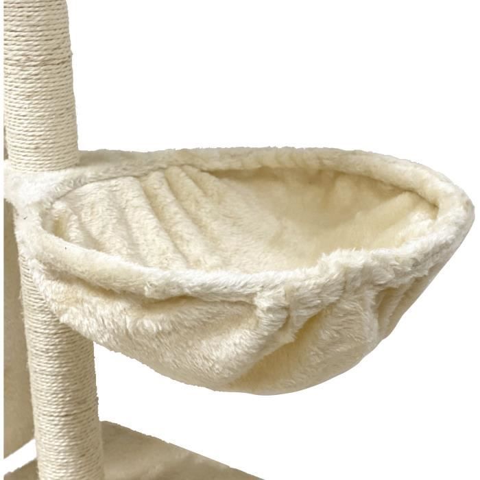 JIPSY Arbre à chat beige 79 x 34 x 138 cm - 3 plateformes, 1 perchoir, 1 niche,  1 escalier, poteaux à griffer