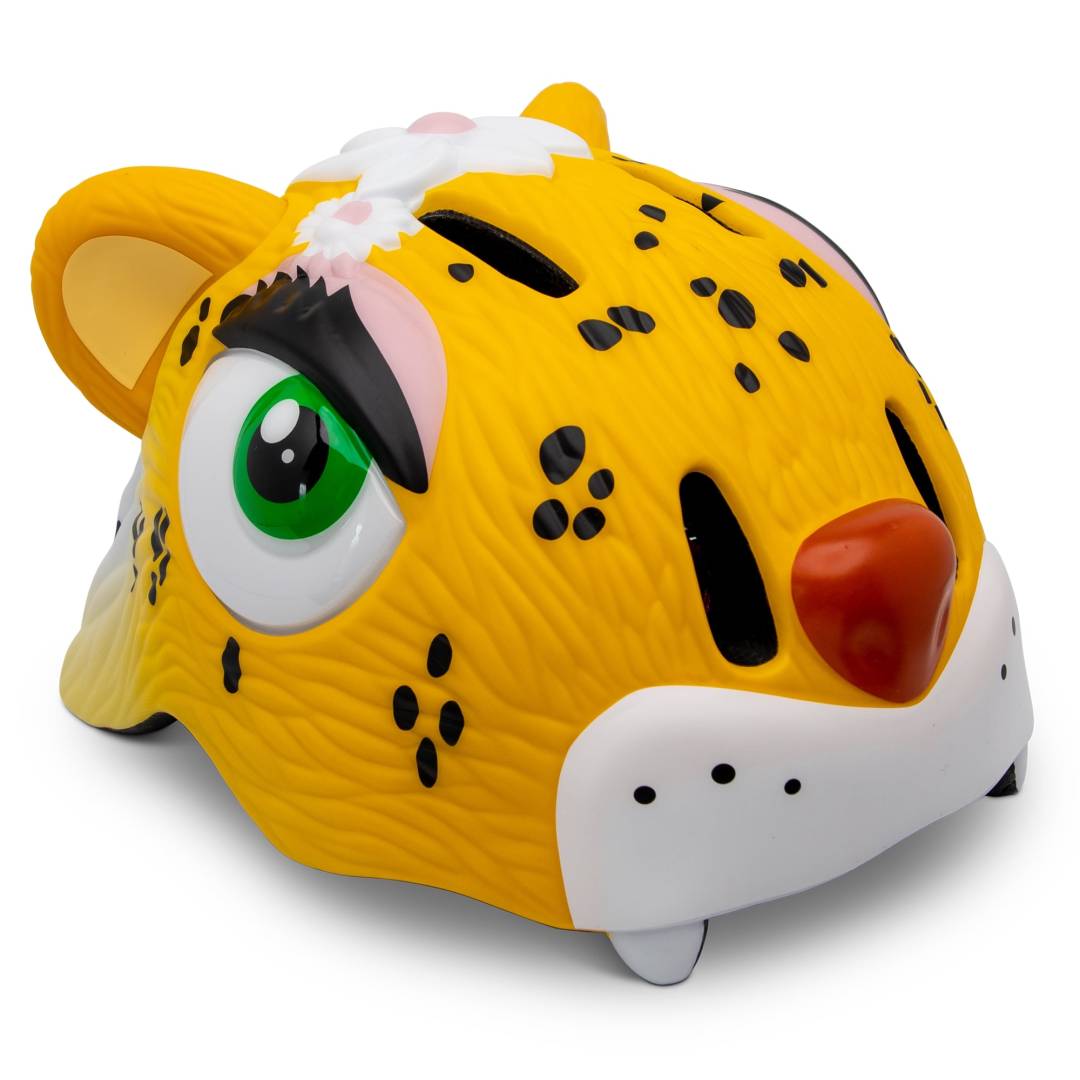 Casco De Bicicleta Para Niños |leopardo Amarillo| Crazy Safety|homologado En1078