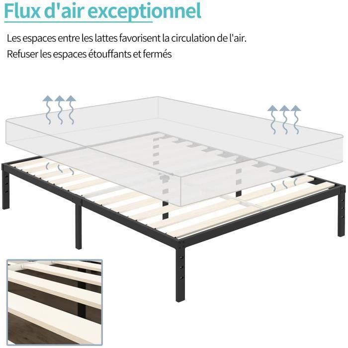 Base letto a doghe - Struttura a doghe - 160x200 cm - 2 posti - Montaggio semplice - Gambe incluse