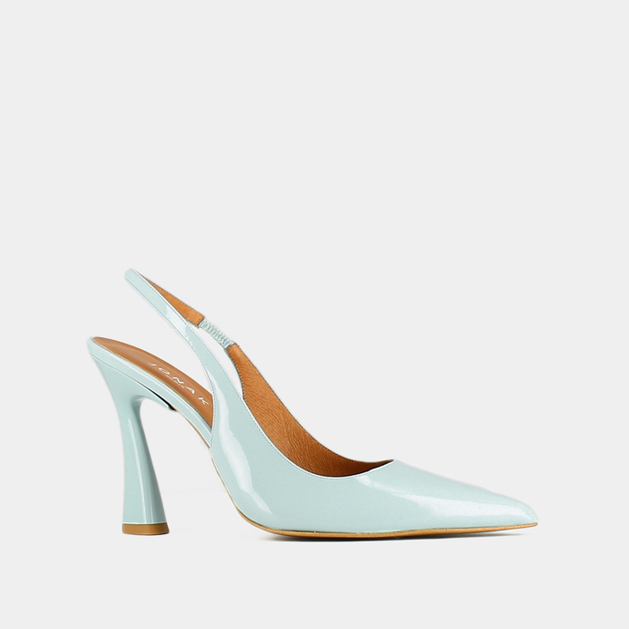Escarpins slingback à bouts pointus  en vernis turquoise