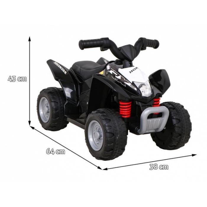 Quad eléctrico Honda de 6V, color negro.