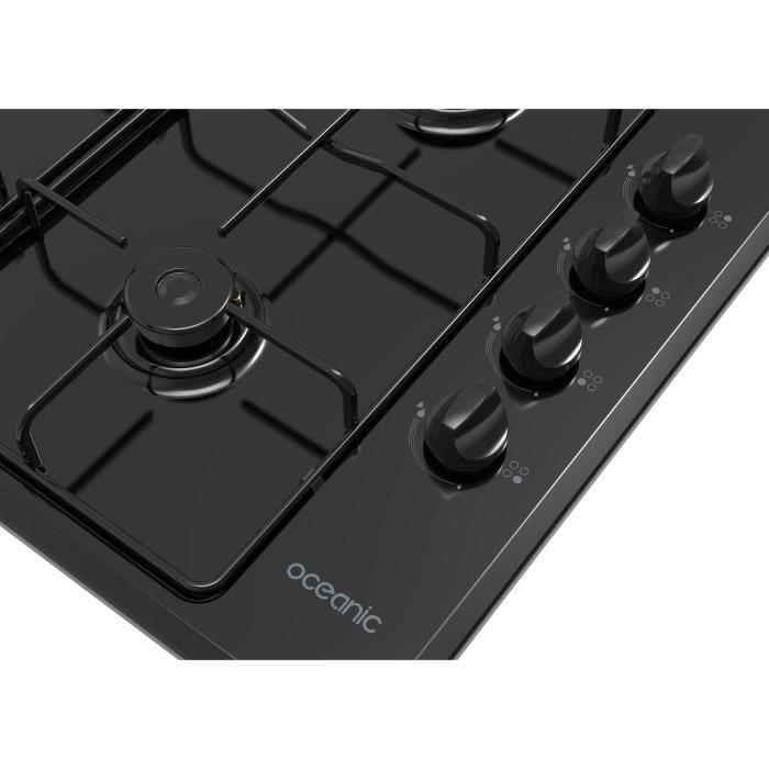 Placa de gas OCEANIC de 4 quemadores - Esmalte negro