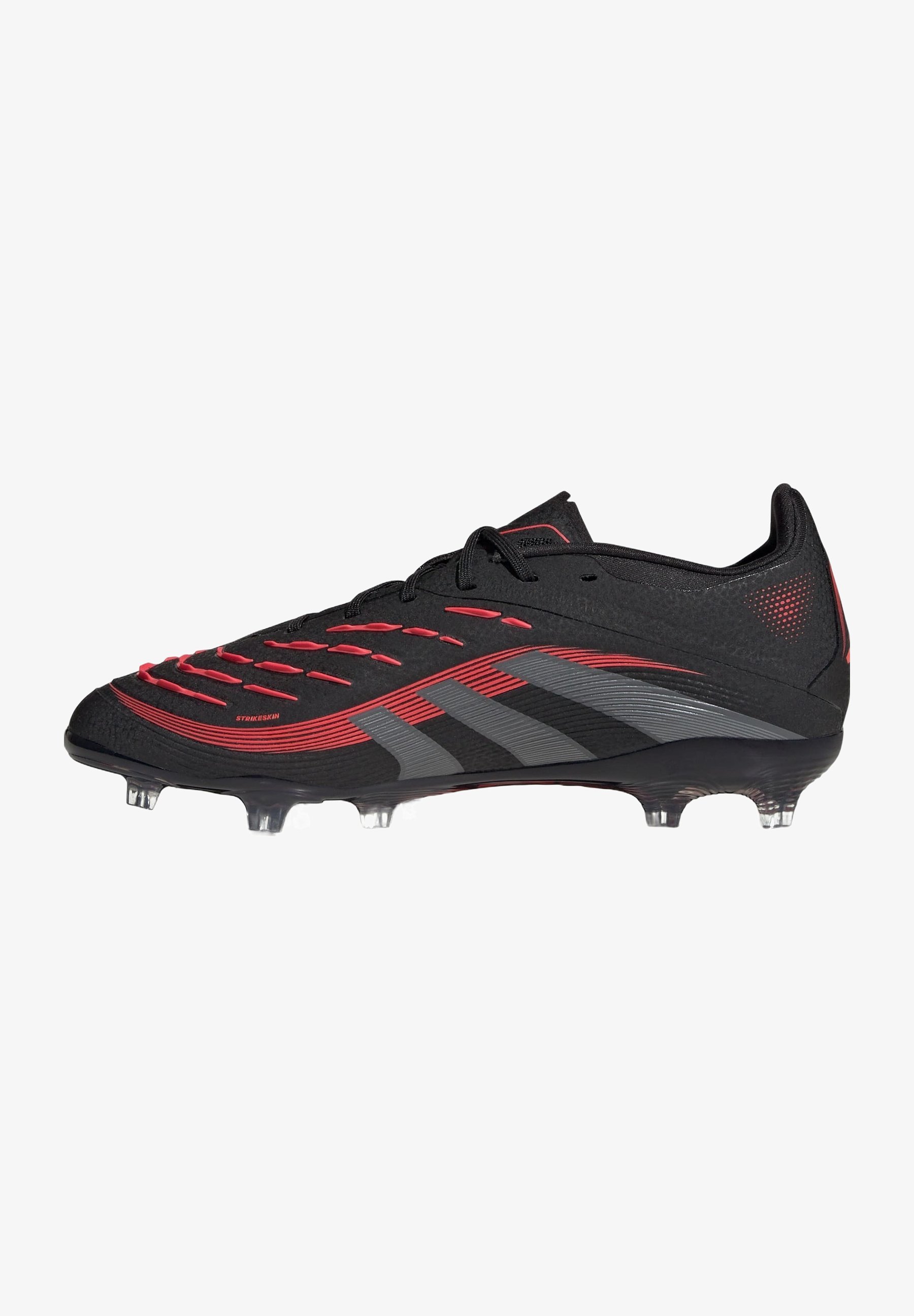 adidas Performance PREDATOR ELITE FIRM GROUND KIDS - Chaussures de football pour terrain ferme - Noir, gris et rouge vif
