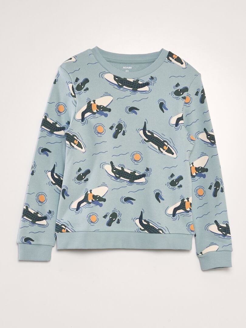 Sudadera estampada de felpa francesa - AZUL