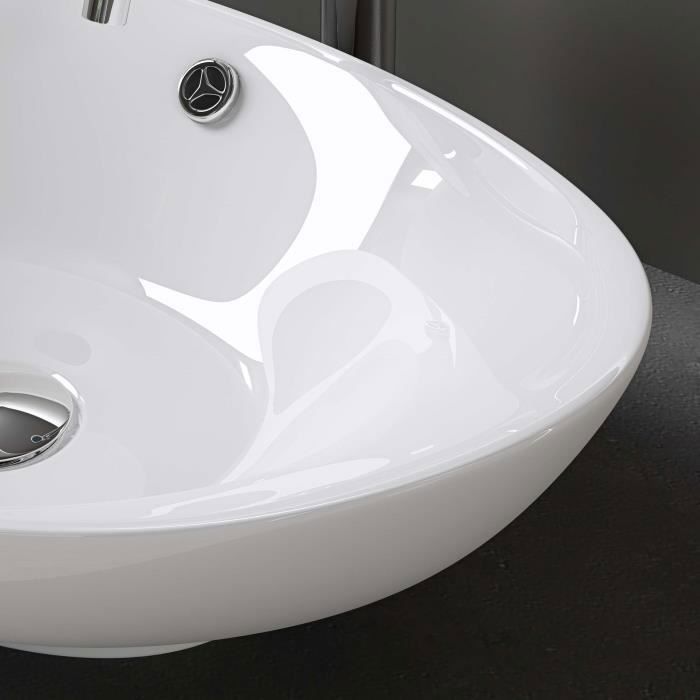 Lavabo de encimera blanco de 59 cm con lavamanos, Doporro Brussels818, 59x38x19cm
