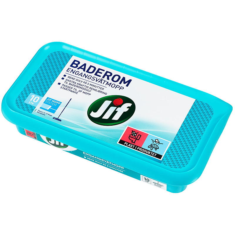 Paquete de 10 fregonas desechables Jif para baño.