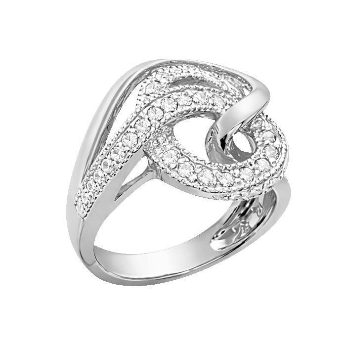 Anello da donna in argento sterling 925 rodiato – Design intrecciato con zirconi cubici – Gioiello elegante e moderno – Punzonato – Idea regalo