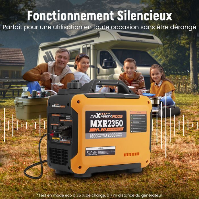 Groupe électrogène Inverter 2KW Essence générateur silencieux 230V portable camping
