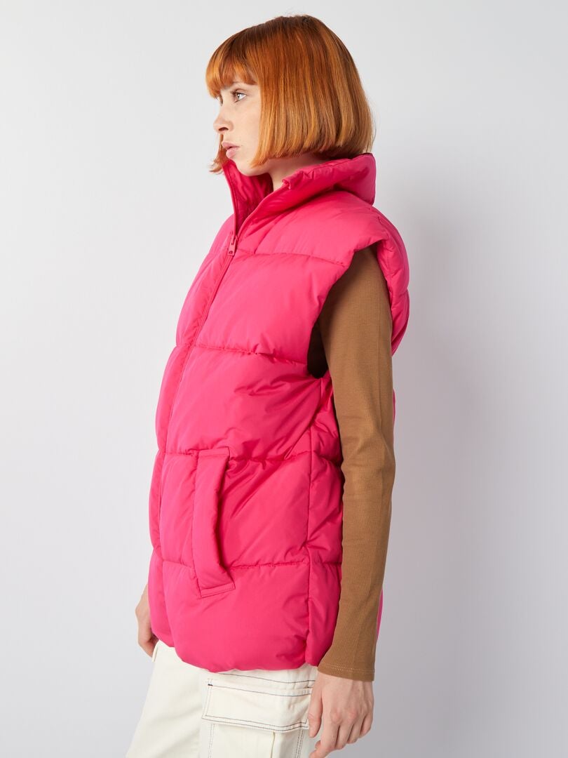 Mouwloze gewatteerde donsjas - ROZE