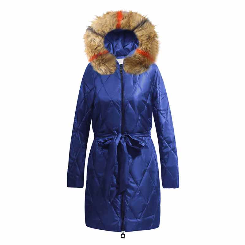 Nuova giacca invernale da donna: cappotto caldo e alla moda in stile retrò con cintura a fiocco e colletto in pelliccia; cappotto lungo e spesso