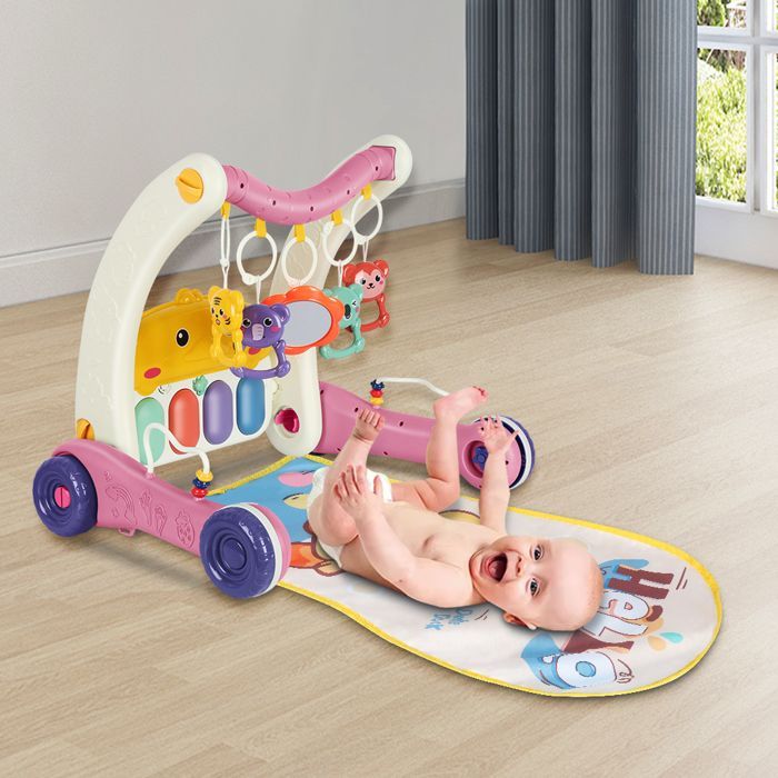 YIPEEMA. 2-in-1 baby playmat and walker, playmat - activity area, with four wheels, pink, 41*69*45 cm.