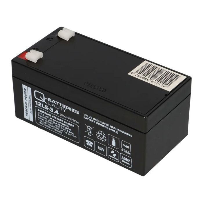 Q-Batteries 12LS-3.4 Batterie VRLA AGM à cycle profond 12 V 3,4 Ah avec VdS