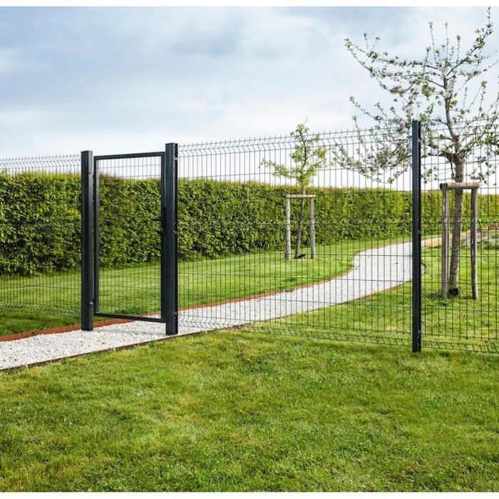 Portillon grillagé en acier galvanisé maille 100 x 50 L 1m x H 1m75 Gris anthracite